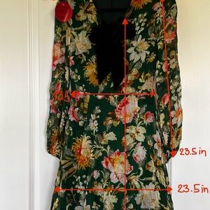 Hope & Ivy The Nicole Floral Print Skater Dress With Velvet Ribbon Tie Neck